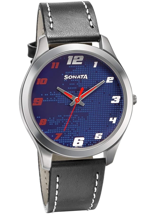 Sonata - Rpm Water Resistant Blue Dial Analog Watch For Men 77063Sl07 - Image 1