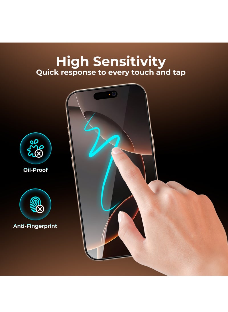 Maxwell 3D Silicone Edge HD Privacy Screen Protector Compatible with iPhone 16 Pro Crystal Clear, Anti-Static, Anti-Reflection, 0.33 mm Raised Protection, Easy to Install, Non Bubble Installation