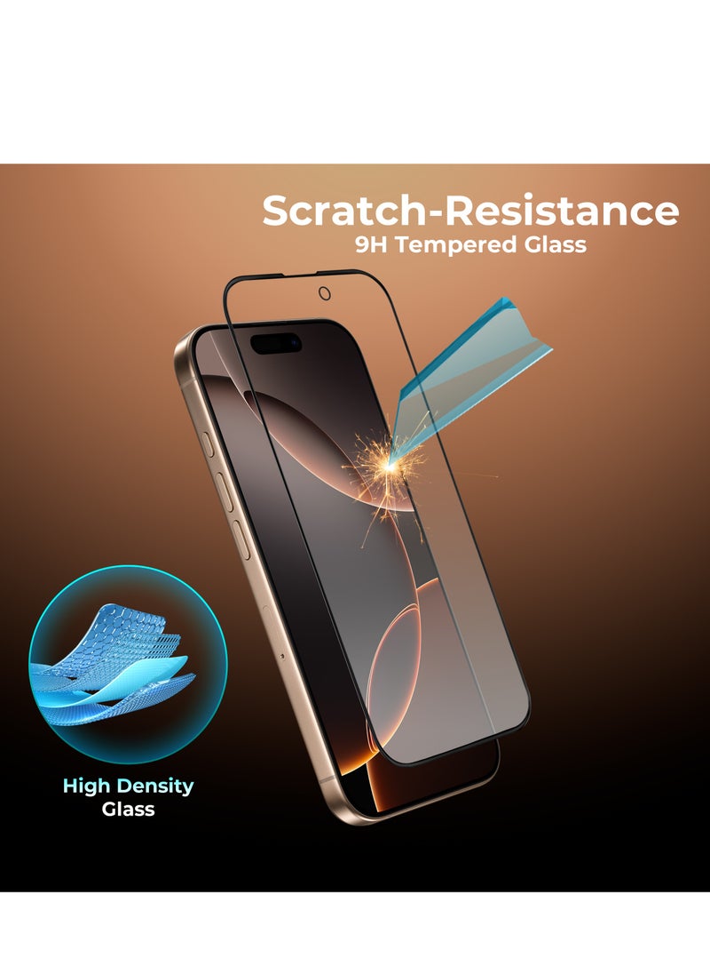 Maxwell 3D Silicone Edge HD Privacy Screen Protector Compatible with iPhone 16 Pro Crystal Clear, Anti-Static, Anti-Reflection, 0.33 mm Raised Protection, Easy to Install, Non Bubble Installation