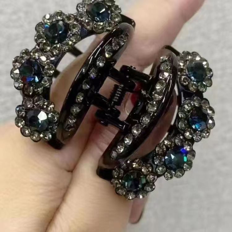 Generic 2024 Czech Crystal Medium Claw Clip Fashion Hair Accessory Eight parties to make money-ink blue gray