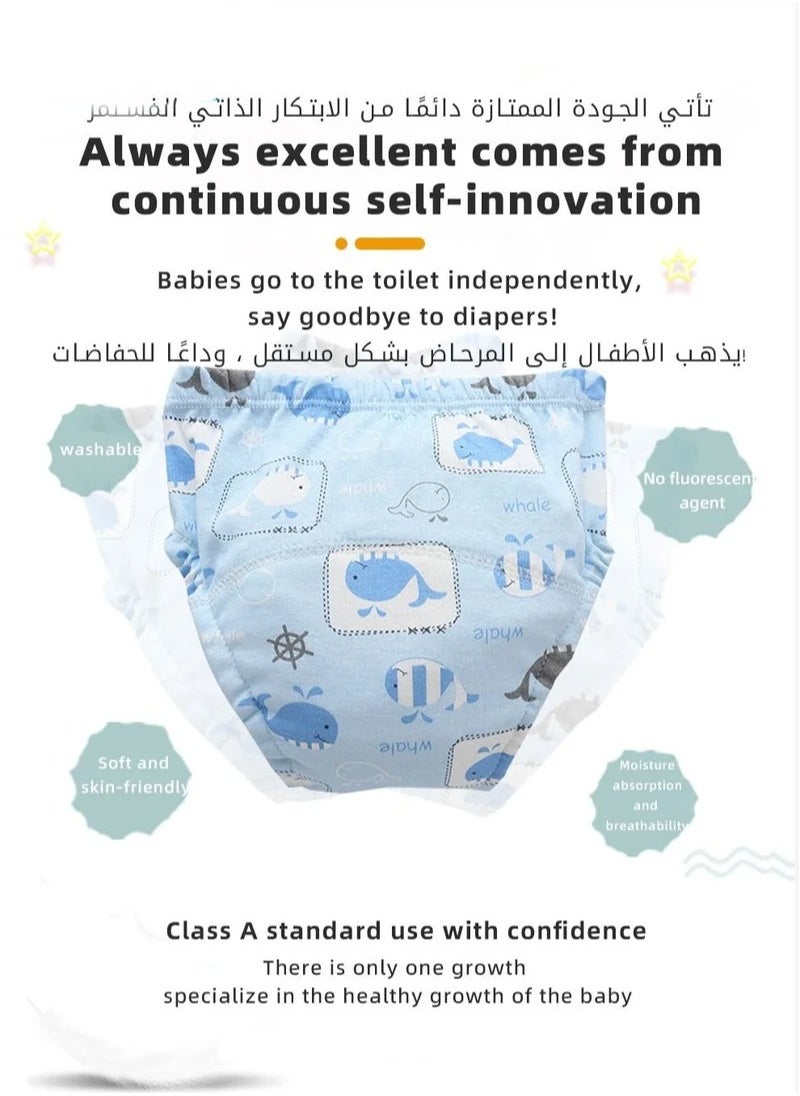 MIXDE 4 Piece Potty Training Underwear, 6 Layers Breathable Cotton Absorbent Trainer Pants for Toddler Baby Boys Girls Waterproof  - Image 2