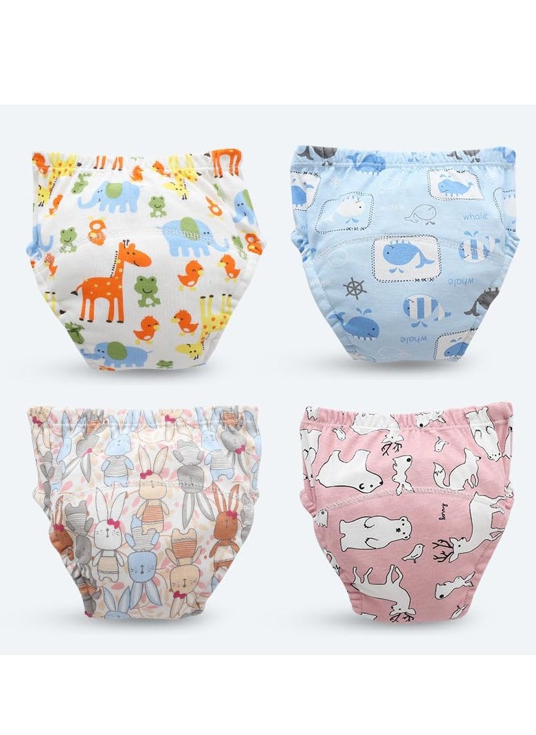 MIXDE 4 Piece Potty Training Underwear, 6 Layers Breathable Cotton Absorbent Trainer Pants for Toddler Baby Boys Girls Waterproof  - Image 1