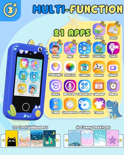 UCIDCI Kids Smart Phone Toys for Girls Toddler Phone Toys with Learning Games, Christmas, Birthday Gifts for 3 4 5 6 7 Year Old Boys Blue - Image 2