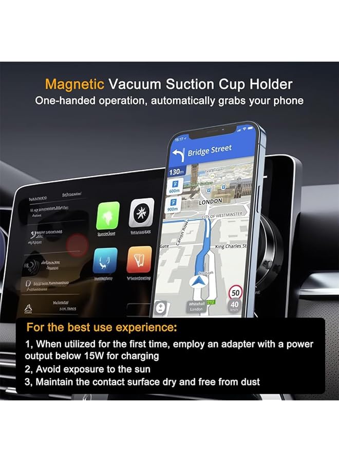YARDHOBI Electric Vacuum Magnetic Suction Phone Mount, Hands-Free Shower Phone Holder, 360° Rotating Suction Cup Holder, Magnetic Cell Phone Holder For Car/Gym/Mirror, Compatible With Magsafe Iphone & Android - Image 2