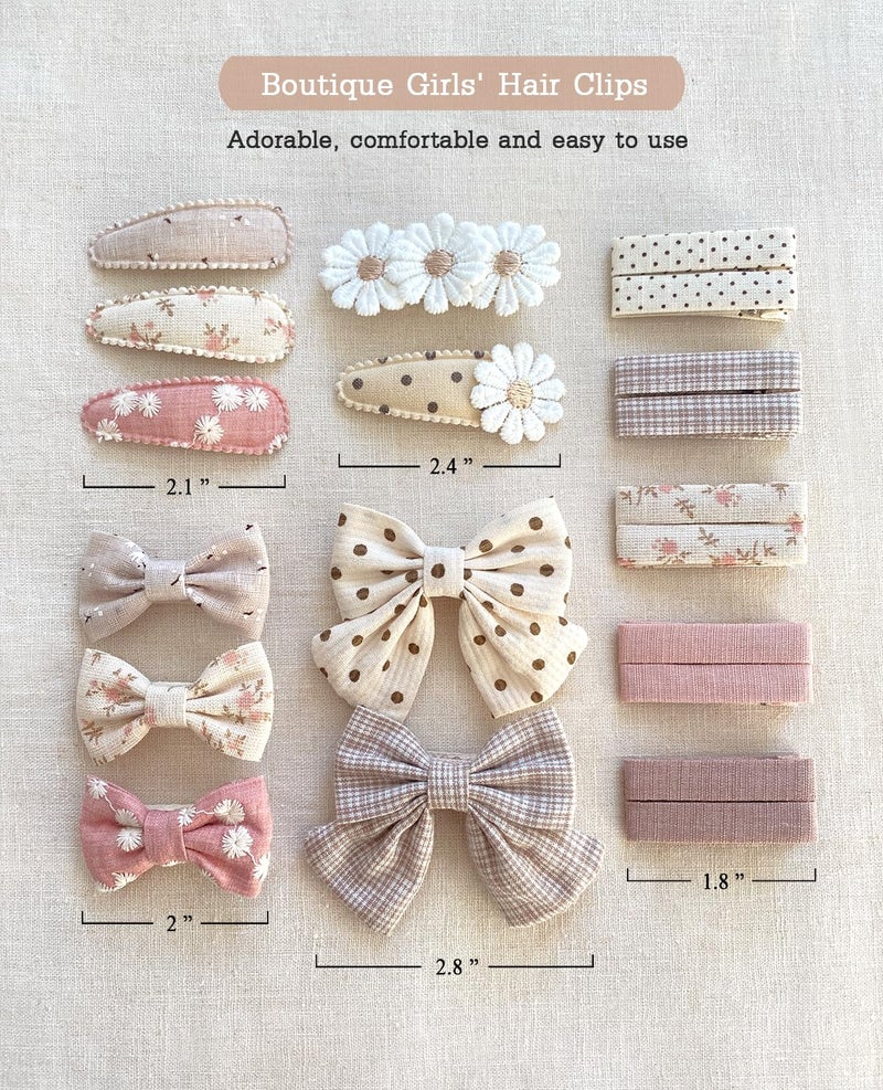 Cherssy Floral Hair Bow Clips for Little Girls, 20 Pack Flower Fully Lined Alligator Clips and Snap Hairpins Set, Handmade Hair Accessories for Baby Toddler Kid School Age Girls Gifts - Image 2
