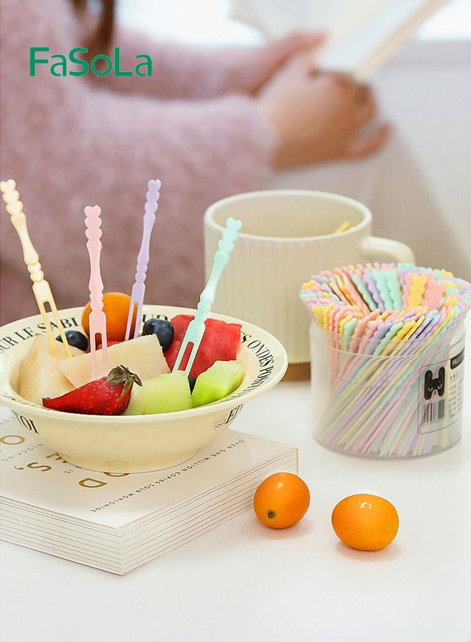 Fasola 200 Pieces Disposable Plastic Fruit Forks for Family Party Birthday Party Wedding Dessert Cake Forks - Image 2