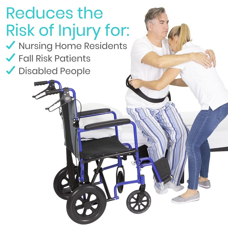 Vive Gait Belt (300lbs) Transfer Belt with Handles - Medical Nursing Safety Patient Assist - Bariatric, Elderly, Handicap, Physical Therapy - PT Gate Strap Quick Release Metal Buckle, Grabbing Teeth - Image 3