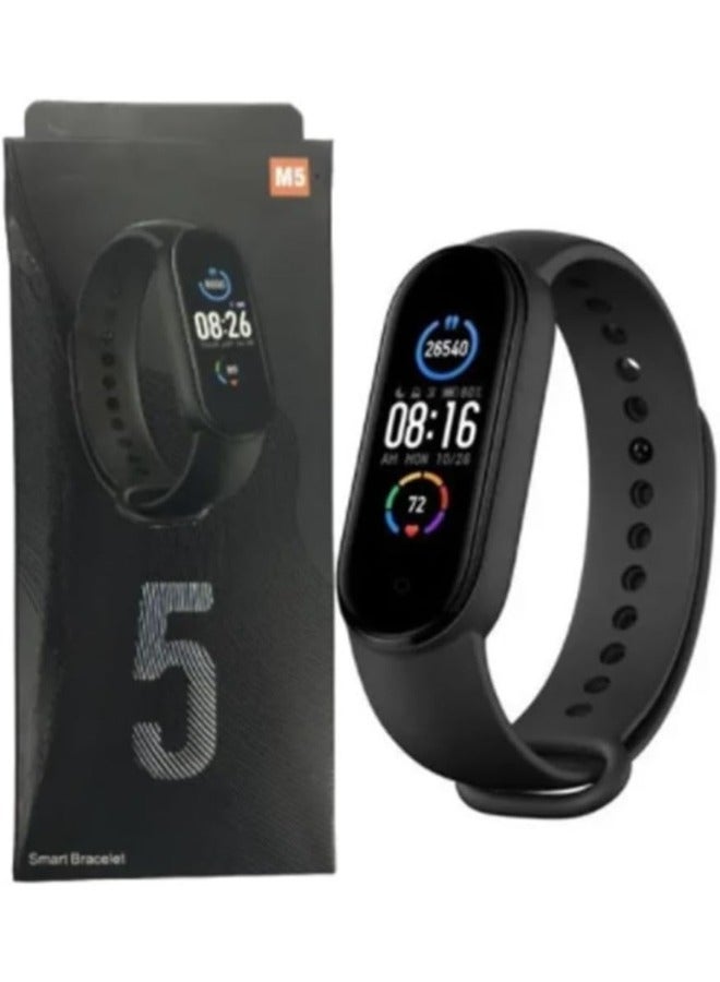 M5 Band Smart Bracelet Wristband Waterproof Sport Smart Watch Fitness Tracker Watch with Heart Rate Monitor Smart Watch with Message Reminder and Step Counter with Blood Pressure Monitor (Black) - Image 1