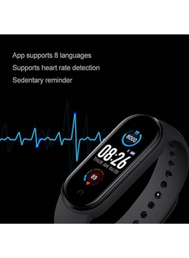M5 Band Smart Bracelet Wristband Waterproof Sport Smart Watch Fitness Tracker Watch with Heart Rate Monitor Smart Watch with Message Reminder and Step Counter with Blood Pressure Monitor (Black) - Image 2