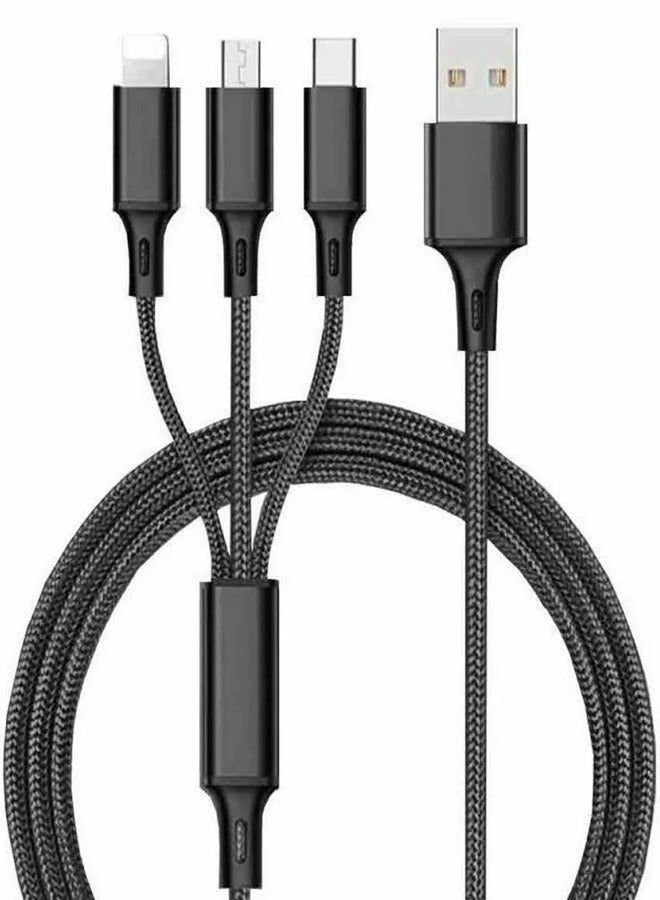 ينجدي كابل شحن سريع متعدد المنافذ USB مع منظم لإدارة الأسلاك ومشبك كابل، كابل شحن سريع 3 في 1 مع منفذ Micro USB وType C و أيفون للهواتف المحمولة والأجهزة اللوحية - Image 1