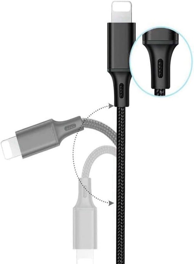 ينجدي كابل شحن سريع متعدد المنافذ USB مع منظم لإدارة الأسلاك ومشبك كابل، كابل شحن سريع 3 في 1 مع منفذ Micro USB وType C و أيفون للهواتف المحمولة والأجهزة اللوحية - Image 2