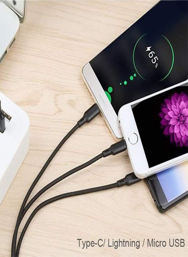 ينجدي كابل شحن سريع متعدد المنافذ USB مع منظم لإدارة الأسلاك ومشبك كابل، كابل شحن سريع 3 في 1 مع منفذ Micro USB وType C و أيفون للهواتف المحمولة والأجهزة اللوحية - Image 3