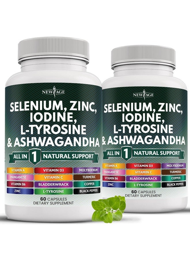 NEW AGE Selenium, Zinc, Iodine, L Tyrosine, Ashwagandha - Supplement for Women and Men with Bladderwrack, Turmeric, Silica Kelp, Schisandra - 120 Count - Image 1
