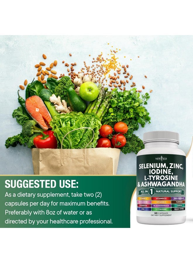 NEW AGE Selenium, Zinc, Iodine, L Tyrosine, Ashwagandha - Supplement for Women and Men with Bladderwrack, Turmeric, Silica Kelp, Schisandra - 120 Count - Image 5
