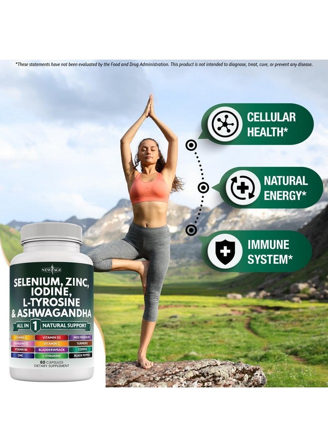 NEW AGE Selenium, Zinc, Iodine, L Tyrosine, Ashwagandha - Supplement for Women and Men with Bladderwrack, Turmeric, Silica Kelp, Schisandra - 120 Count - Image 2