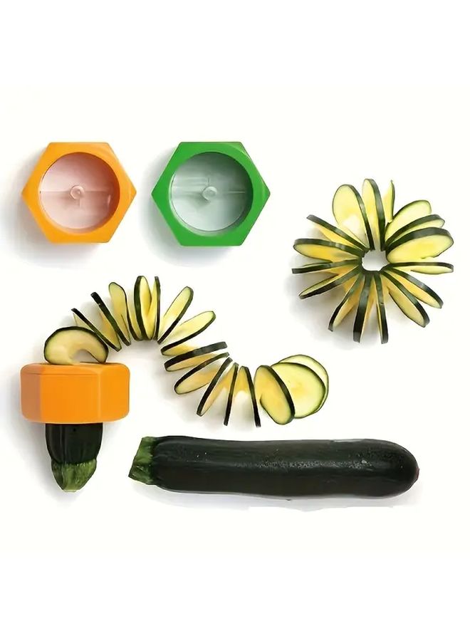 Rotary Vegetable Slicer Spiral Cutter Random Color Heavy Duty Plastic Food Safe One Touch Operation - Image 4
