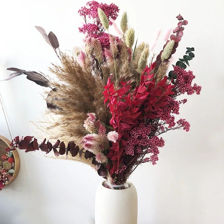 Bluejw L-D ized Dried Flower Bouquet Mix: Real Preserved Palm Bunch, Pampas Grass, Eucalyptus, Wedding Home Decor Dried Plants - Image 2