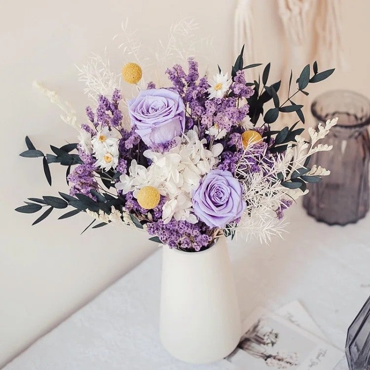 Bluejw L-D ized Dried Flower Bouquet Mix: Real Preserved Palm Bunch, Pampas Grass, Eucalyptus, Wedding Home Decor Dried Plants - Image 1