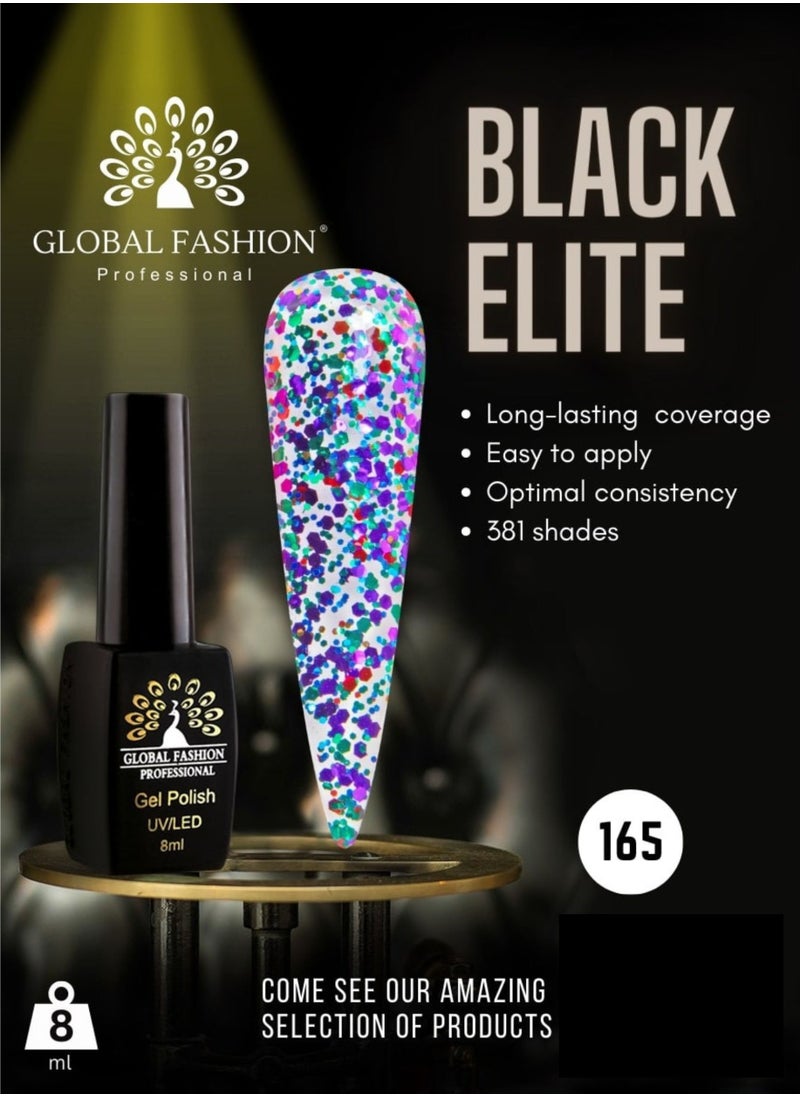 GLOBAL FASHION Global Fashion Black Elite Gel Polish | 132 Colors of Long-Lasting Elegance - 8ml | 165  - Image 2