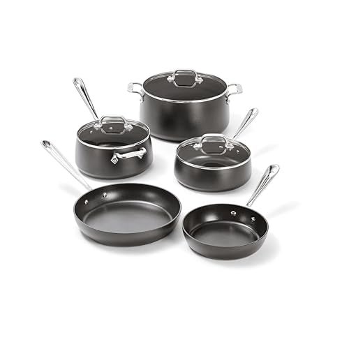All-Clad HA1 Hard Anodized Nonstick (8-Piece) Pots and Pans Set Non Stick Cookware Sets, Oven Broiler Safe 500F, Black - Image 1