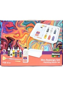 NOVA Nova Color Marbling Starter Paint Set With 800 Ml Of Purple Color Paint With 6 30 Ml Colors (Blue,Red,Yellow,Green,Black,White) And Brushes -KRPBNC-239 