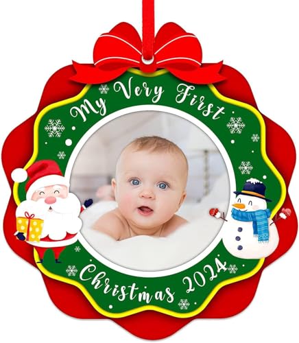 زينة عيد الميلاد الأولى للطفل من SICOHOME 2024 إطار صورة عيد الميلاد الأول الخاص بي زينة أكريليك للمواليد الجدد زينة عيد الميلاد الأولى للصبي أو الفتاة لابن أو ابنة أو حفيد أو حفيدة