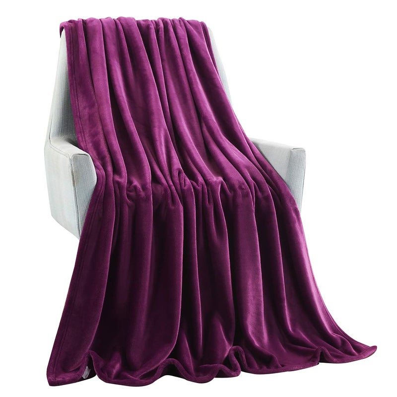 TASTHROW Large Flannel Fleece Throw Blanket, 50Ã—70 Inch - Cozy Lightweight Thick Blanket - All Seasons Suitable for Women, Men and Kids (Purple) - Image 2