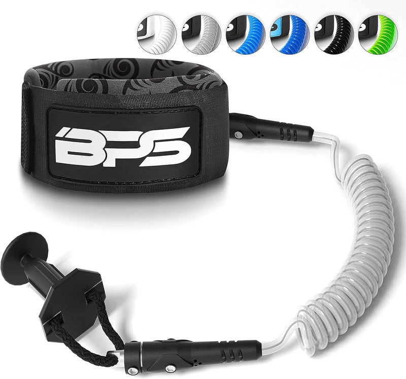 BPS New Zealand ‘Storm’ PRO Bodyboard Leash – Wrist Boogie Board Leashes Premium Coiled Leash with Plug - Image 1