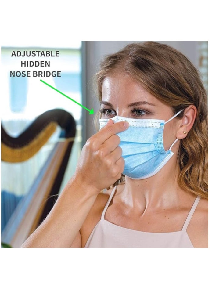 Kinmed 50-pack high-quality medical face masks, blue, 3-ply with elastic band - Image 3