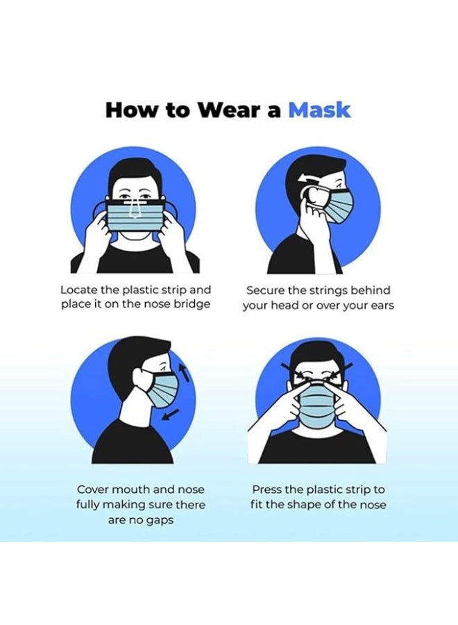 Kinmed 50-pack high-quality medical face masks, blue, 3-ply with elastic band - Image 5