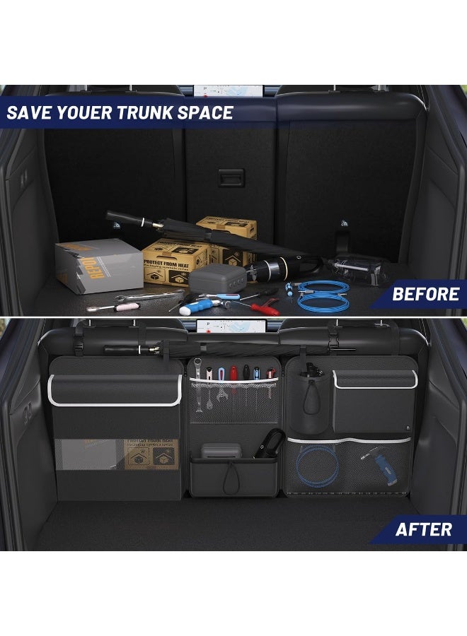 Timoxi Back Seat Trunk Organizer Hanging Car Organizer Trunk Foldable Cargo Storage with 6 Large Pockets (Type B) - Image 2