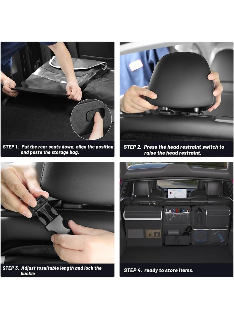 Timoxi Back Seat Trunk Organizer Hanging Car Organizer Trunk Foldable Cargo Storage with 6 Large Pockets (Type B) - Image 5