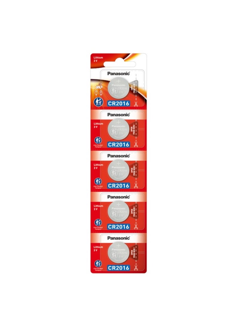 Panasonic 5-Pieces Panasonic CR2016 Lithium 3V Indonesia Batteries  - Image 1