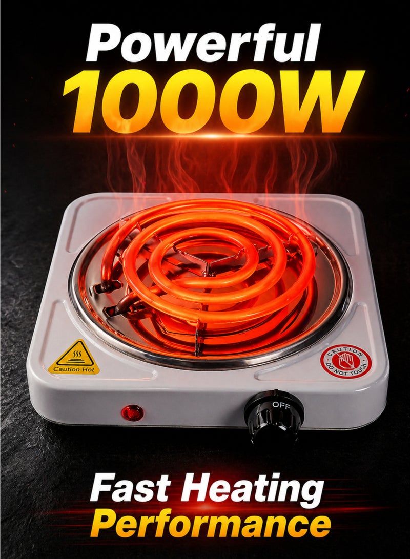 Hot Plate Portable Electric Stove Hot Plate 1000W Single Burner Cooker with Temperature Control Compact Cooking Stove - Image 2