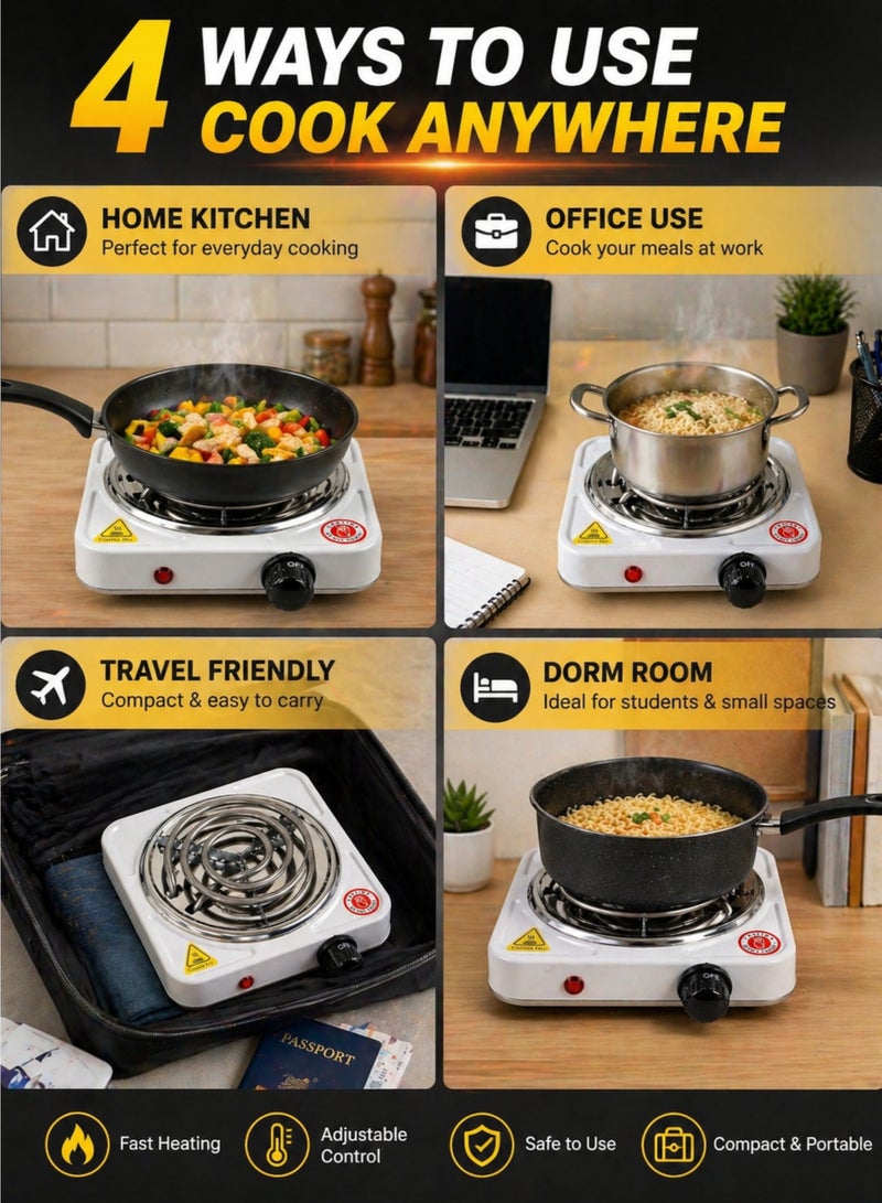 Hot Plate Portable Electric Stove Hot Plate 1000W Single Burner Cooker with Temperature Control Compact Cooking Stove - Image 3