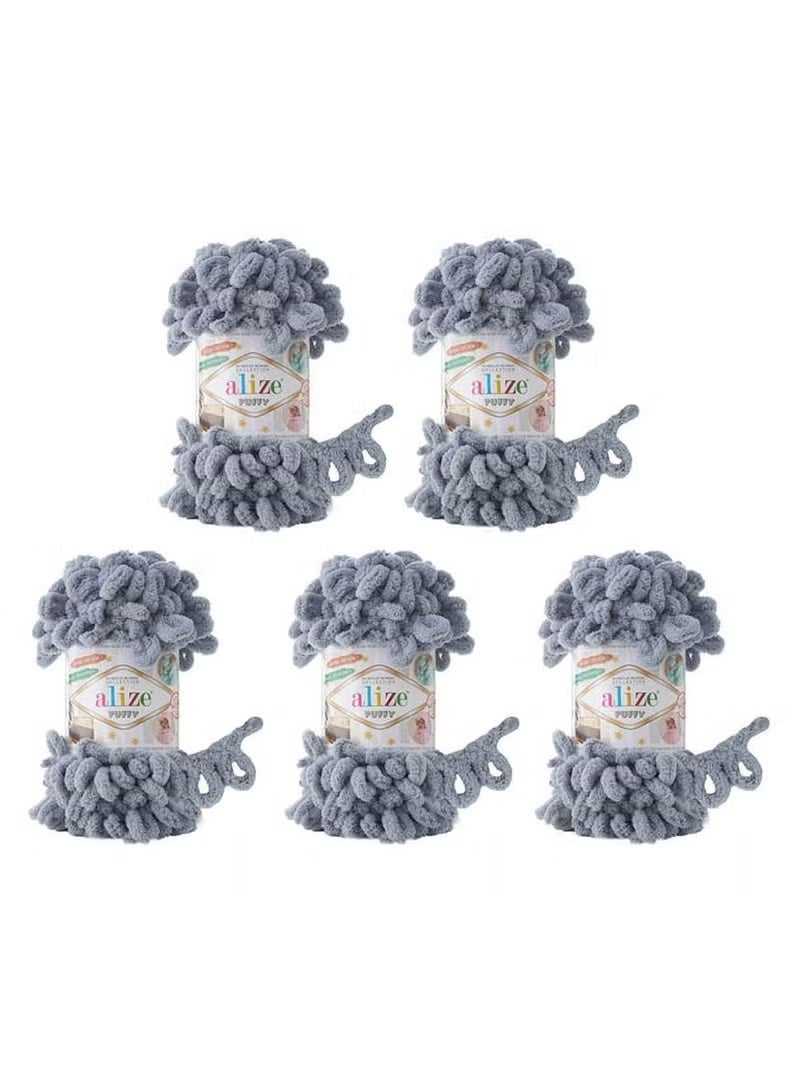 5 Pcs Alize Puffy 428 Micropolyester Hand Knitting Yarn For Blanket