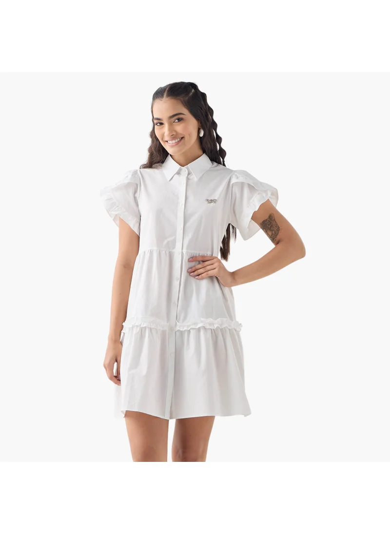 2Xtremz 2Xtremz Butterfly Accent Tiered Shirt Dress