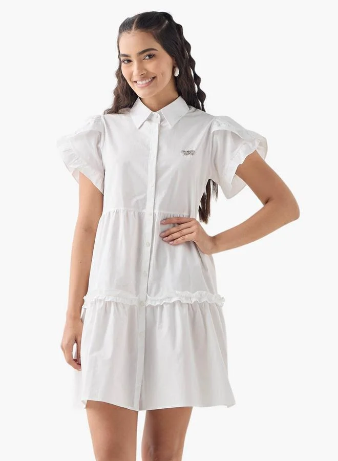 2Xtremz 2Xtremz Metal Accent Tiered Shirt Dress