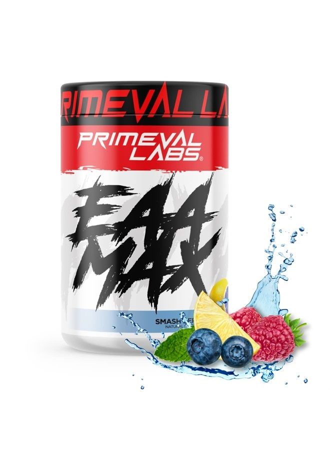 Primeval Labs EAA Max, BCAA Perfect Amino Acid Powder - Pre or Post Workout Muscle Recovery - BCAAs, EAAs, Electrolytes, Supports Hydration & Performance, Keto Friendly (Smashberry) - Image 1