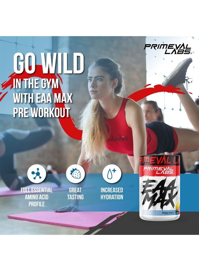 Primeval Labs EAA Max, BCAA Perfect Amino Acid Powder - Pre or Post Workout Muscle Recovery - BCAAs, EAAs, Electrolytes, Supports Hydration & Performance, Keto Friendly (Smashberry) - Image 3