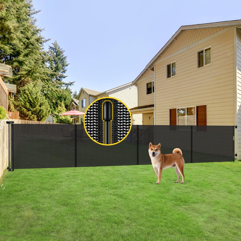 Bingguz Reinforced 42â€ Tall x 200â€ Extra Wide Retractable Baby Gates, Extra Long Pet Gate with Support Rods, Outdoor Dog Gate for Wide Openings Large Baby Gates for Dogs Outdoor Gates for Decks, Black - Image 1