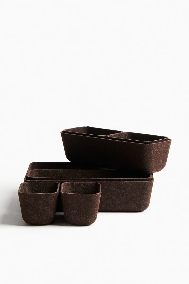 H&M 7-piece felted storage basket set
