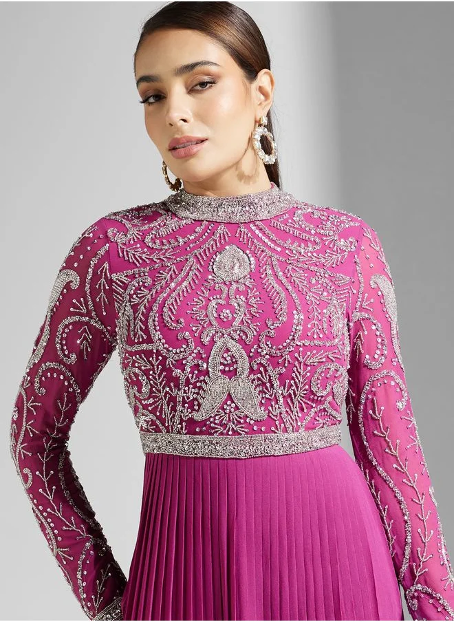 Amelia Rose Embellished Pleated Dress