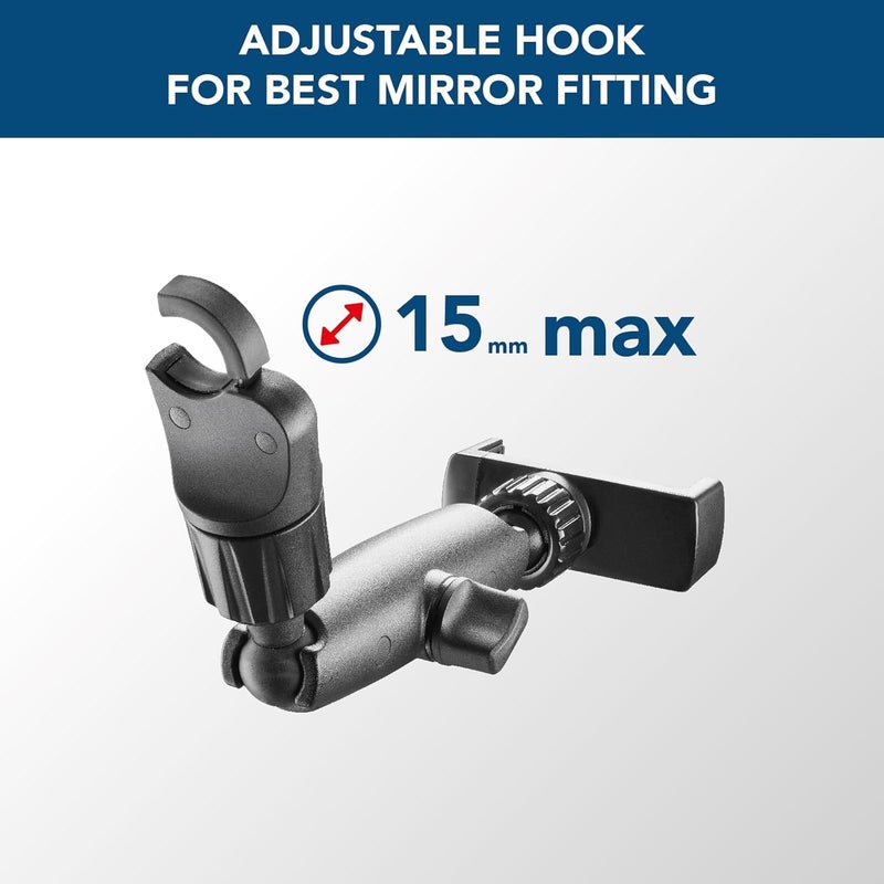 Cellularline SPIN MIRROR Car Phone Holder, Rear-View Mirror Smartphone Mount with Adjustable Arm, 360° Rotation, Universal Car Holder with Secure Clamp - Image 3