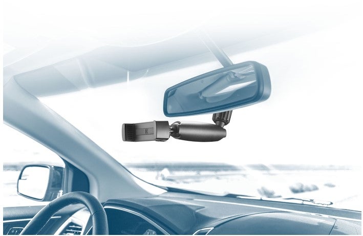 Cellularline SPIN MIRROR Car Phone Holder, Rear-View Mirror Smartphone Mount with Adjustable Arm, 360° Rotation, Universal Car Holder with Secure Clamp - Image 2