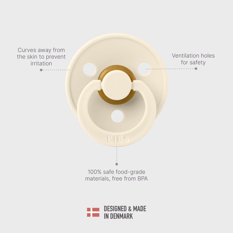 BIBS Colour Liberty Soother 2-Pack, BPA Free Dummy Pacifier, Round Nipple. Natural Rubber Latex, Made in Denmark, Size 2 (6-18 Months), Eloise Blush - Image 5