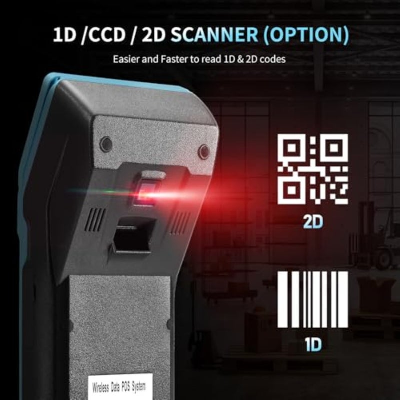 جهاز المساعد الرقمي الشخصي المحمول Android 11.0 POS Terminal Reipt Printer جامع البيانات ماسح الباركود المحمول بلوتوث USB WiFi BT4.0 أزرق مع لفافة ورق 58 × 35 مم، جسم بلاستيكي متين، طباعة مسح سريع، تصميم مضغوط - Image 4