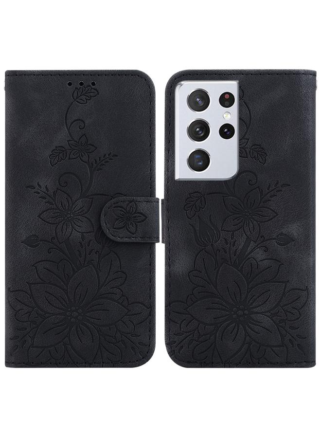 S-TOP Case For Samsung Galaxy S21 Ultra 5G Lily Embossed Leather Phone Case - Image 1