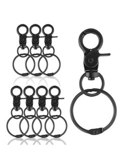 8 Piece Key Chain Hooks with Split Rings, Zinc Alloy Heavy Duty Dog Lead Hook, Keyrings for Crafts, for Dog Leashes, Lanyard, Keys Organization, DIY Crafting, Black