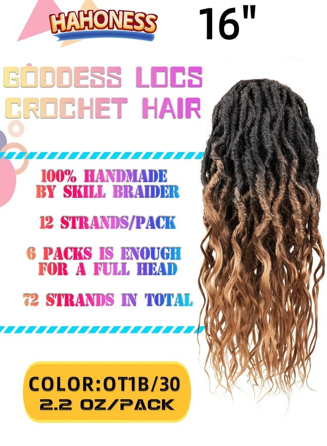Hahoness Goddess Wavy Locs Crochet Hair 16 Inch 6 Packs Pre Looped Curly Soft Ombre Ginger Faux Locs Dreadlock Synthetic Ombre Braiding Hair Extensions For Black Women(16 Inch-6 Packs,OT1B/350) - Image 2